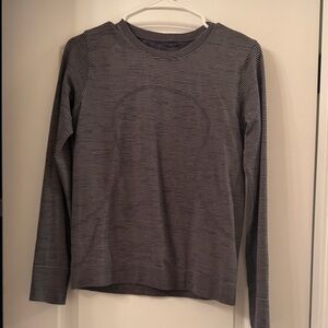 Lululemon Athletica Charcoal Striped Long Sleeve Top